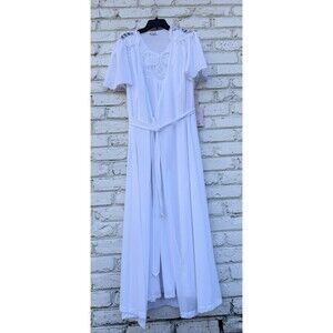 Vintage 2 Pc Vanity Fair Wedding Nightgown Robe Bridal White Maxi Large -NWT
